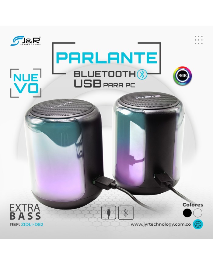 PARLANTE CABLEADO USB PARA PC RGB Y FUNCION BLUETOOTH