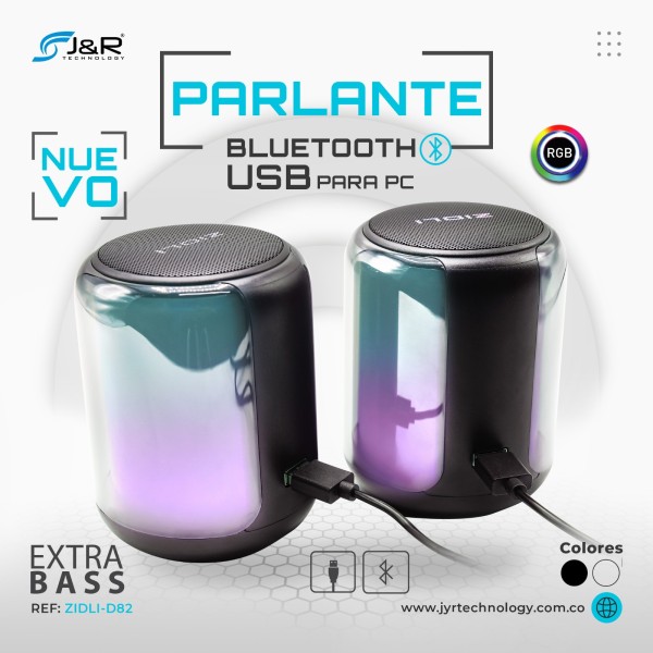 PARLANTE CABLEADO USB PARA PC RGB Y FUNCION BLUETOOTH