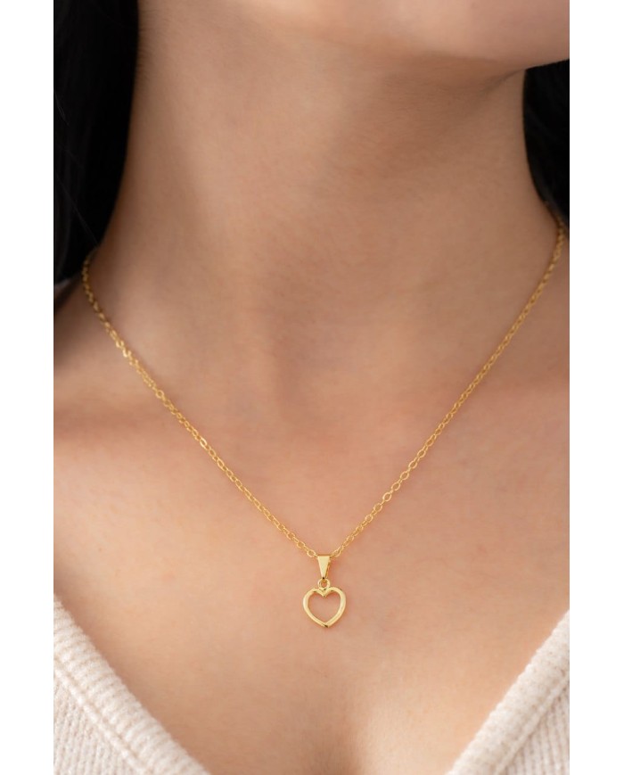 Cadena aros 1.8mm 45 cms y dije corazon silueta