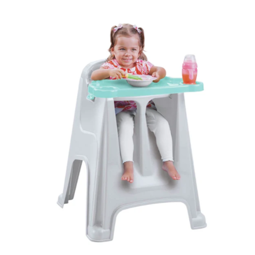 SILLA COMEDOR PARA BEBÉ GRIS VERDE