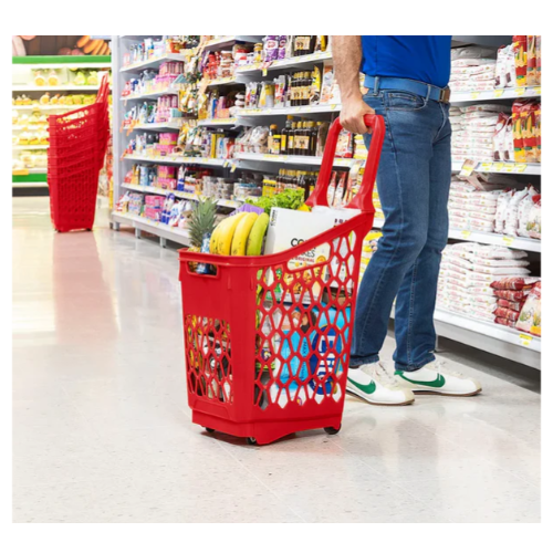CESTA TRANSPORTADORA DE MERCADO ROJA