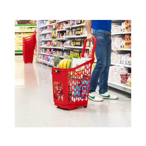 CESTA TRANSPORTADORA DE MERCADO ROJA