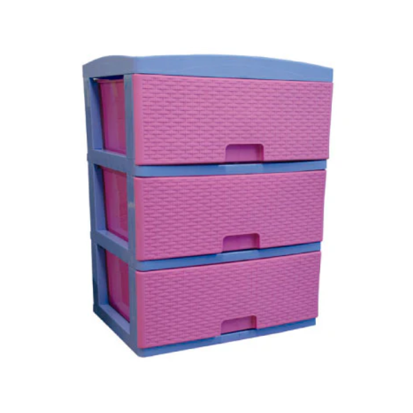 PRACTIMUEBLE GRANDE X 3 GAVETAS AZUL FUCSIA