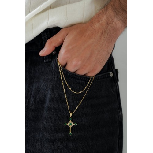 CONJUNTO DE CADENA DE CABALLERO Y DIJE CRUZ