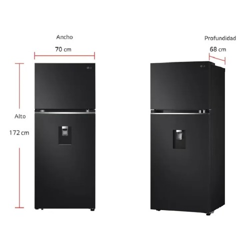 NEVERA LG NO FROST CONGELADOR 374 LITROS VT38KPM NEGRO