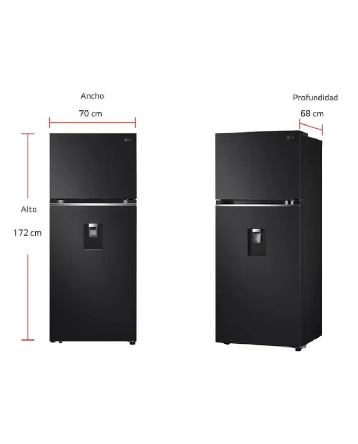 NEVERA LG NO FROST CONGELADOR 374 LITROS VT38KPM NEGRO
