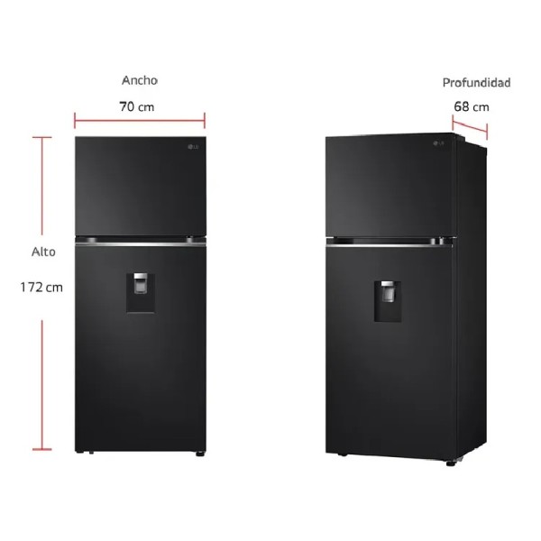 NEVERA LG NO FROST CONGELADOR 374 LITROS VT38KPM NEGRO