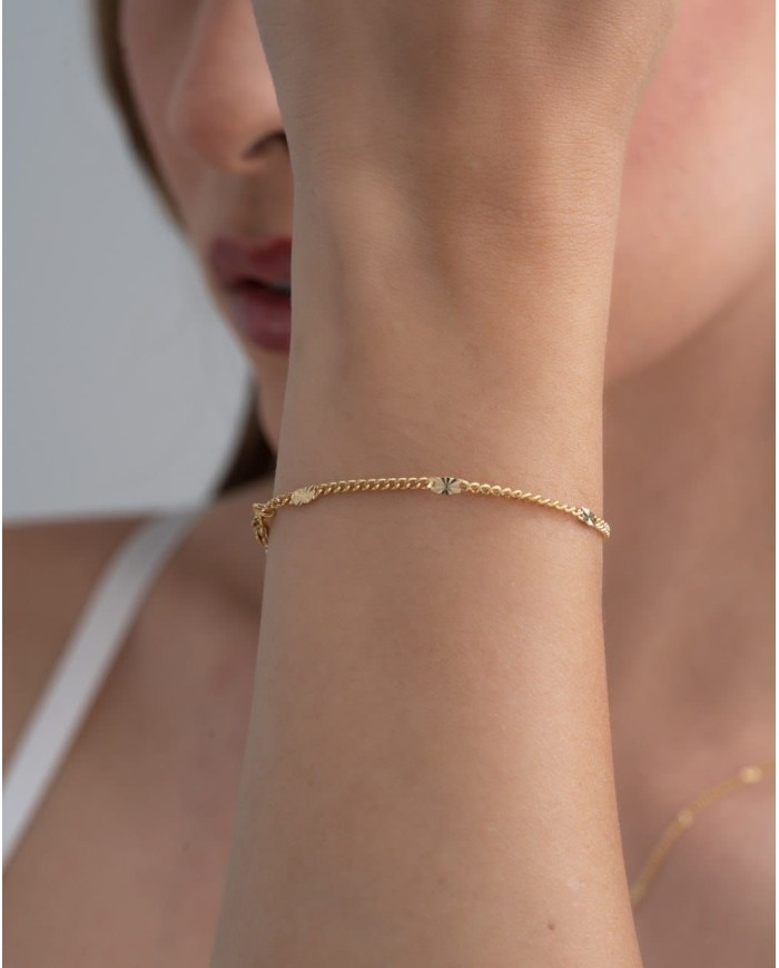 Pulsera Cubana con Destellos 16 Cms + Extensor