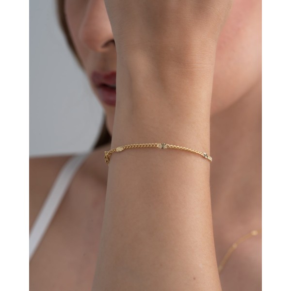 Pulsera Cubana con Destellos 16 Cms + Extensor