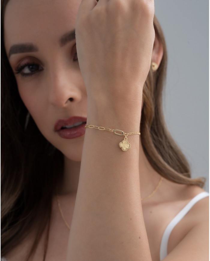 Pulsera Cubana Clover 1,1 cm 15 Cm + Ext