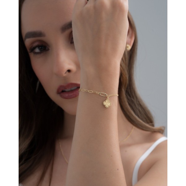 Pulsera Cubana Clover 1,1 cm 15 Cm + Ext