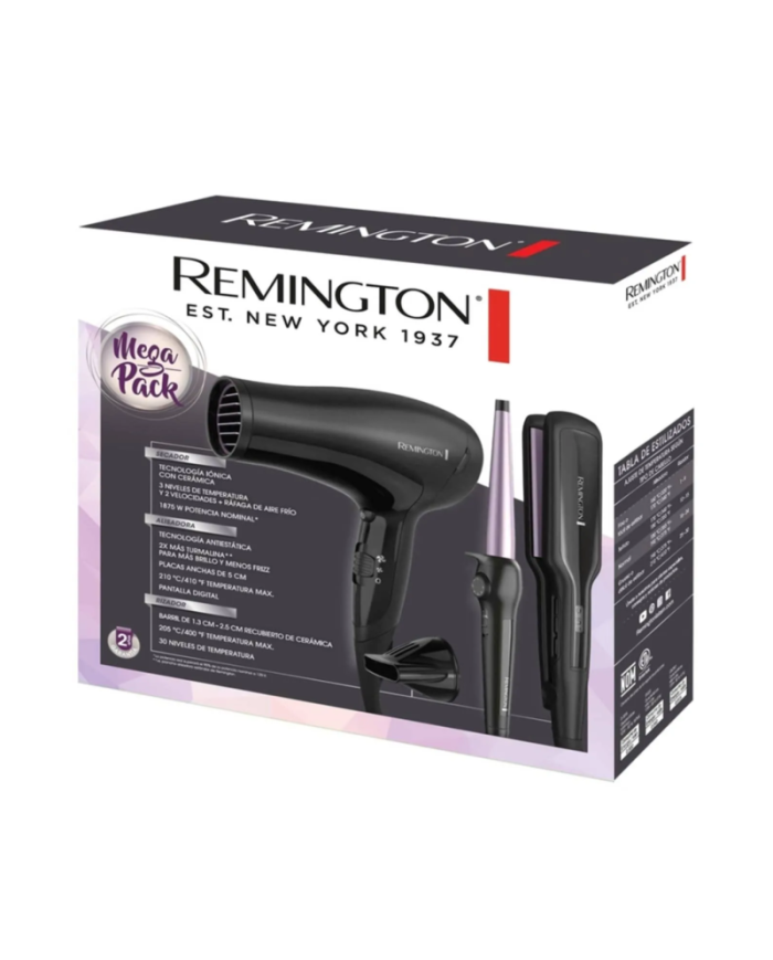 COMBO REMINGTON Alisadora+Secador+Ondulador S5520-D3015