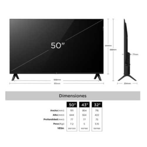 TV TCL 50" PULGADAS 127 CM 50S5K FHD QLED SMART TV GOOGLE