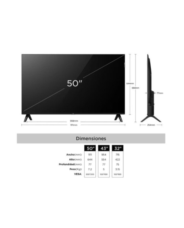 TV TCL 50" PULGADAS 127 CM 50S5K FHD QLED SMART TV GOOGLE