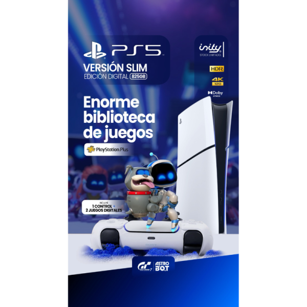 PS5 SLIM DIGITAL 825GB 2 JUEGOS + CONTROL